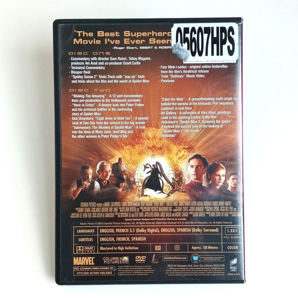 Spiderman 2 Full Screen Edition 2 Disc DVD  2 New Reusable Popcorn Containers - Picture 6 of 12